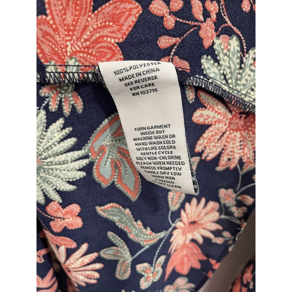 Nanette Lepore Anthropologie‎ Women's L Navy Floral Spring Top Blouse - Picture 4 of 7